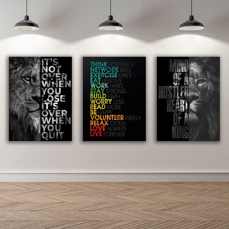 Yetaryy Motivational Canvas Painting Wall Art Execution Grind Hustle Inspirational Wall Art Success Entrepreneur Poster Positive Quotes Wall Poster Framed for Home Office Wall Decor[36''Wx 16''H] - Image 4
