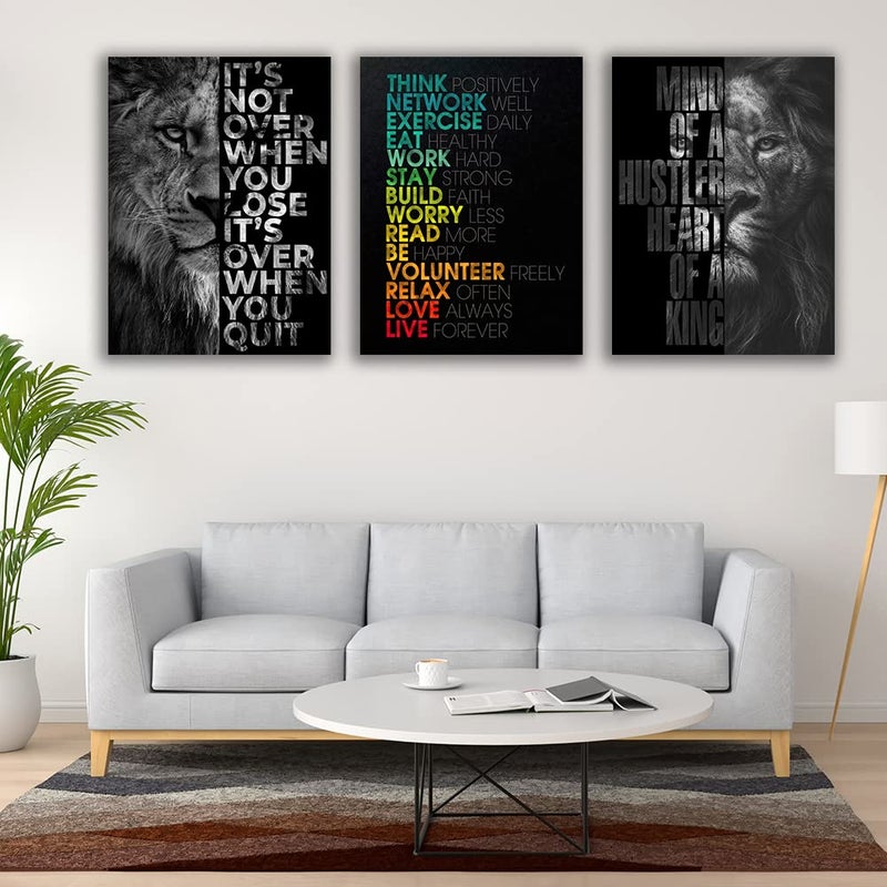 Yetaryy Motivational Canvas Painting Wall Art Execution Grind Hustle Inspirational Wall Art Success Entrepreneur Poster Positive Quotes Wall Poster Framed for Home Office Wall Decor[36''Wx 16''H] - Image 5
