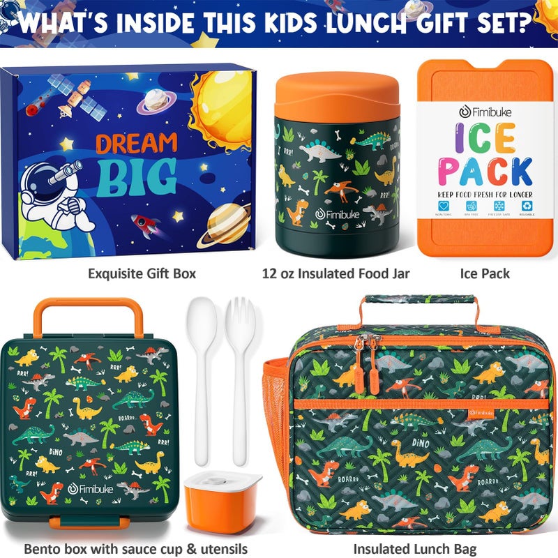 Fimibuke Kids Bento Snack Lunch Box with 4 Compartment, Insulated Bag, Stainless Steel Vacuum Food Jar, Ice Pack, Utensils Set, Birthday Gift for Age 3-12 Back to School Toddler Girl Boy - Image 2