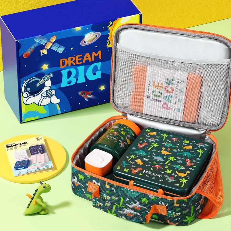 Fimibuke Kids Bento Snack Lunch Box with 4 Compartment, Insulated Bag, Stainless Steel Vacuum Food Jar, Ice Pack, Utensils Set, Birthday Gift for Age 3-12 Back to School Toddler Girl Boy - Image 3