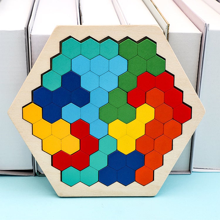 Wooden Changeable Honeycomb Puzzle Boys And Girls Color Puzzle Kindergarten Early Education Baby Children'S Educational Toys - Image 3