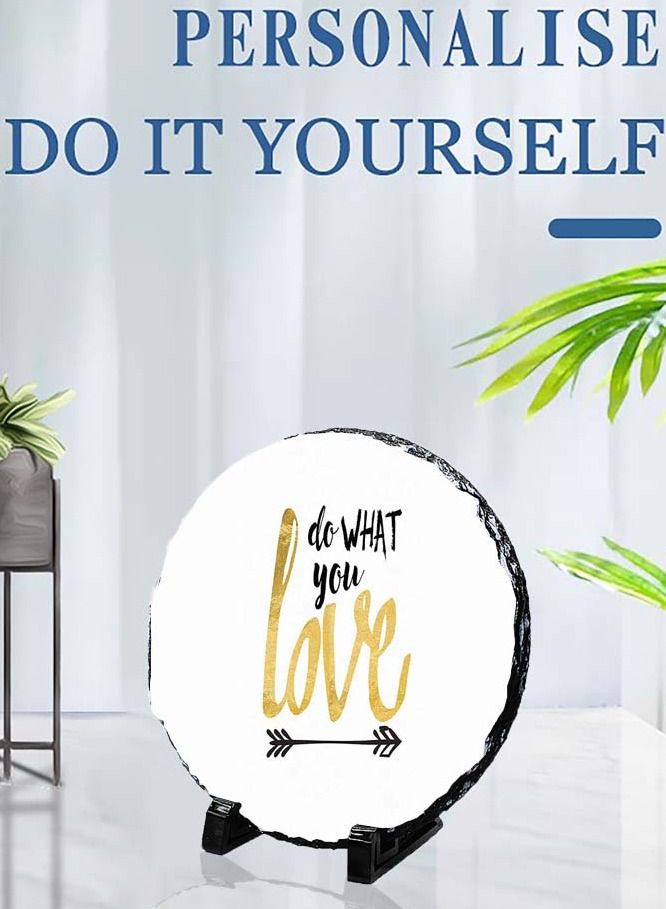 Service Zone Protective Printed Round Shape Marble Photo Frame for Table Top Do What You Love 