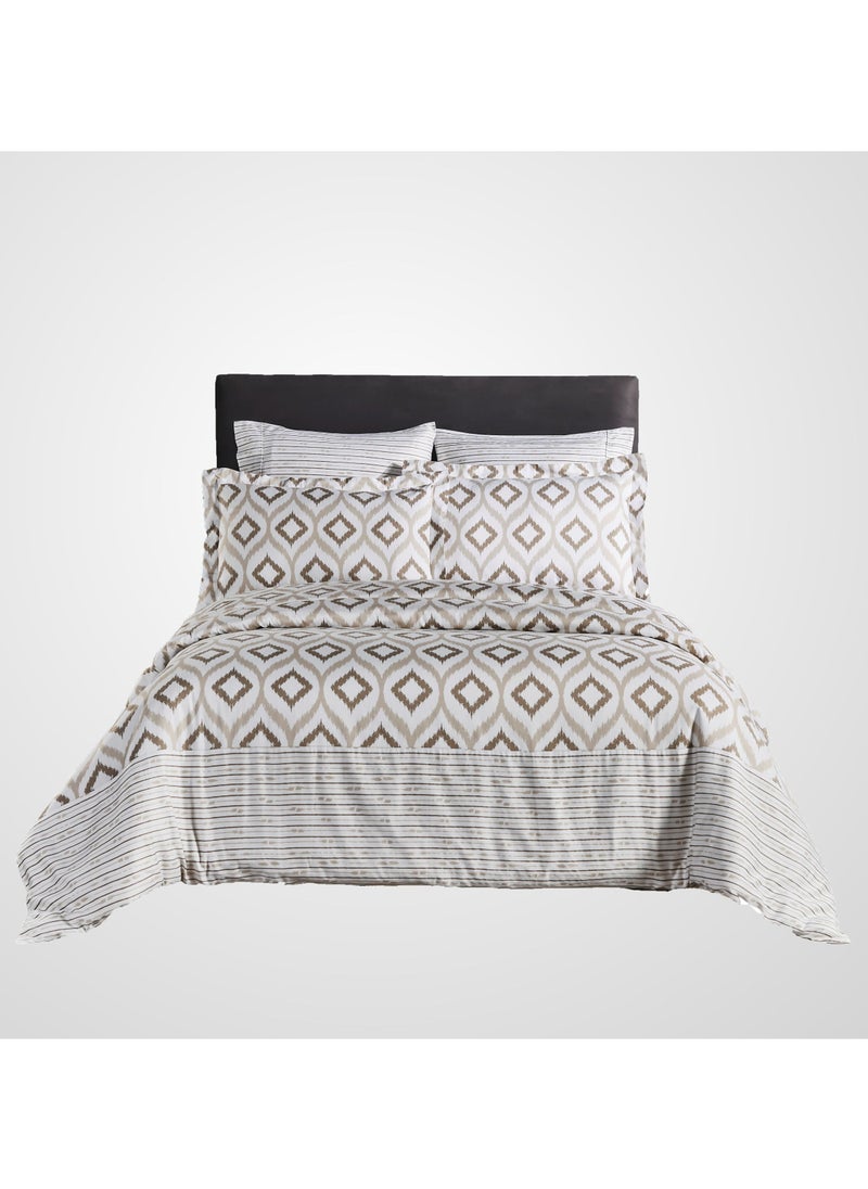 Donetella 7-Piece Cotton Comforter Set With Removable Filler - King 260 x 240 Cms Cream and Brown.  - Image 1