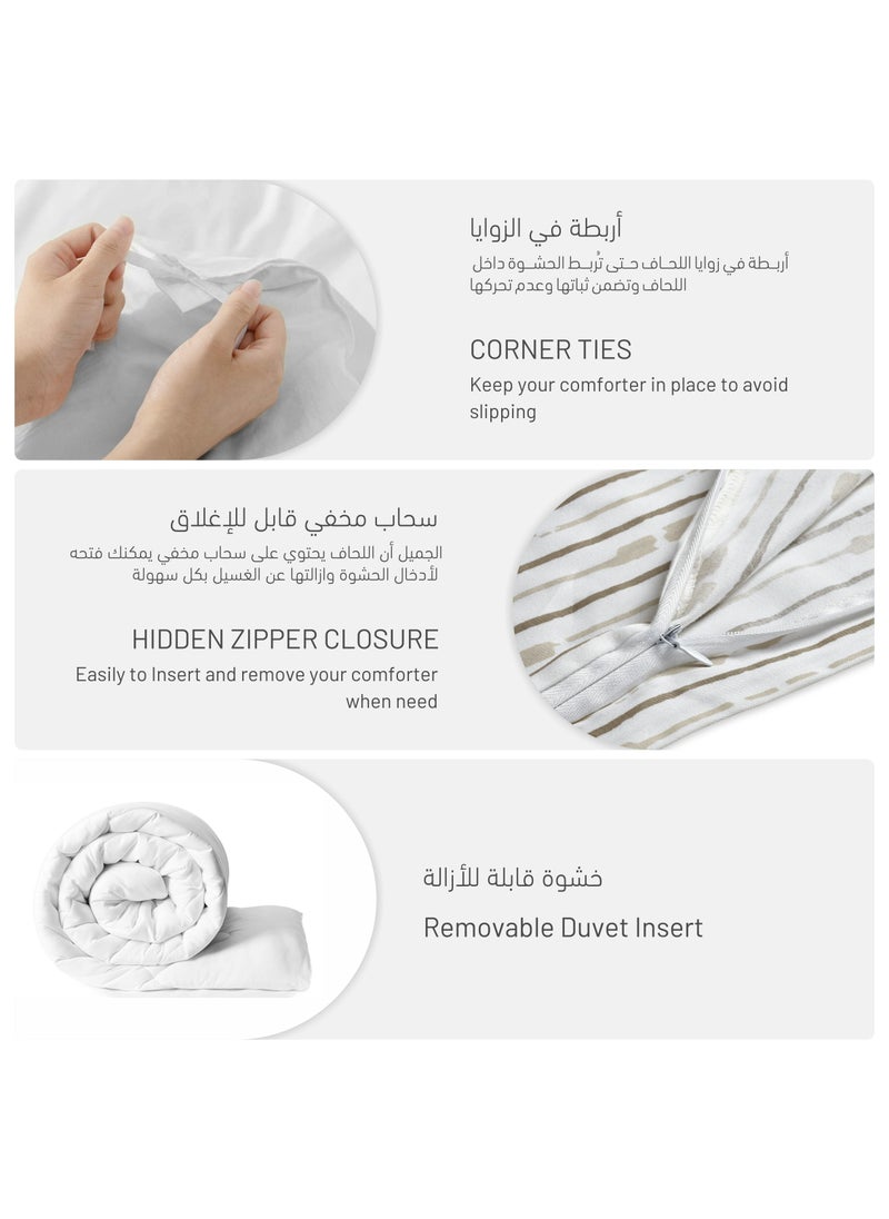 Donetella 7-Piece Cotton Comforter Set With Removable Filler - King 260 x 240 Cms Cream and Brown.  - Image 5