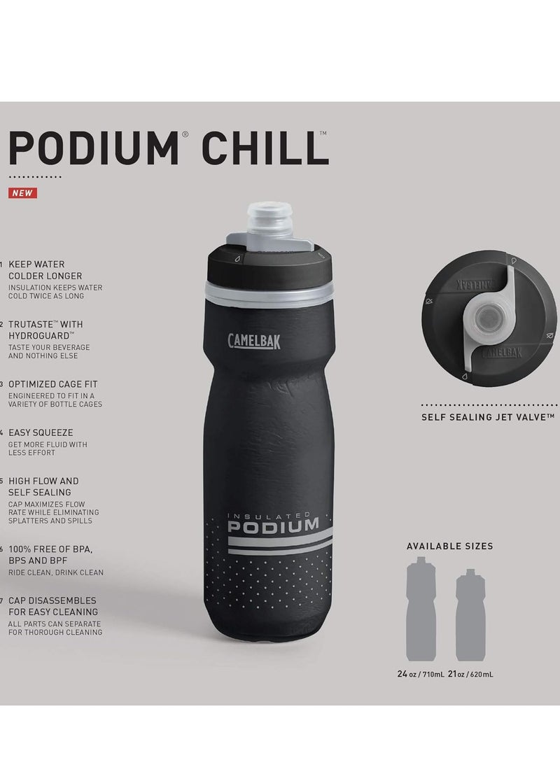 CAMELBAK CamelBak Podium Chill Insulated Bike Water Bottle 21 oz, White/Black  - Image 3