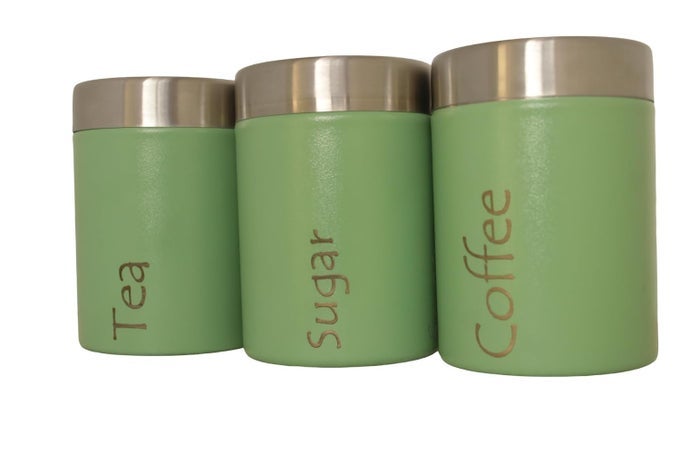 TEA COFFEE SUGAR CONTAINERS SET OF 3 CONTAINER FOR KITCHEN STORAGE 600 ML TEA COFFEE SUGAR GREEN