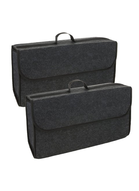 Car Boot Organiser Storage, 2 Pack Car Trunk Organizer, Small Car Trunk Boot Bags Box with Velcro Non Slip Car Accessories Declutter Tools Trunk Boot Tidy Storage Case for vw All Vehicles