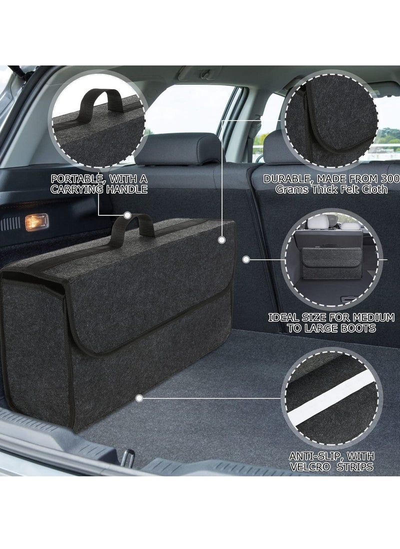 SYOSI - Car Boot Organiser Storage, 2 Pack Car Trunk Organizer, Small Car Trunk Boot Bags Box with Velcro Non Slip Car Accessories Declutter Tools Trunk Boot Tidy Storage Case for vw All Vehicles - Image 1