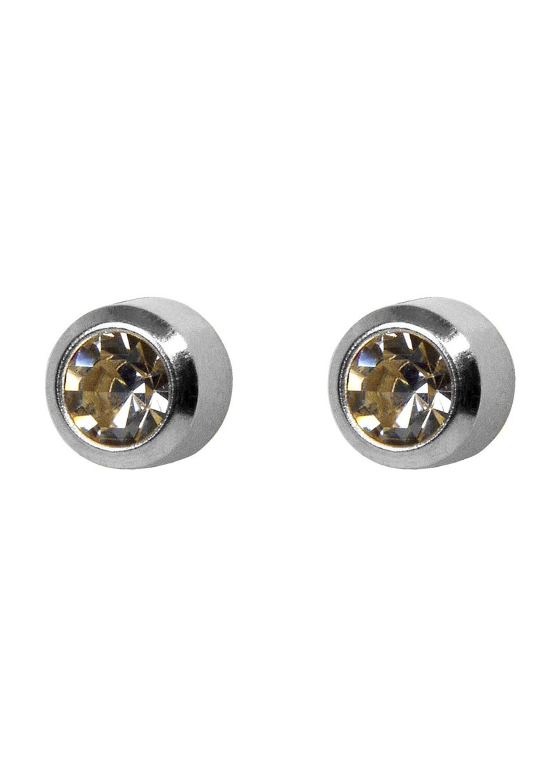 MediSystem Sterilized Earring Surgical Stainless Steel 316L Bezel 4mm Crystal Stone dozen (12 pieces)  - Image 1
