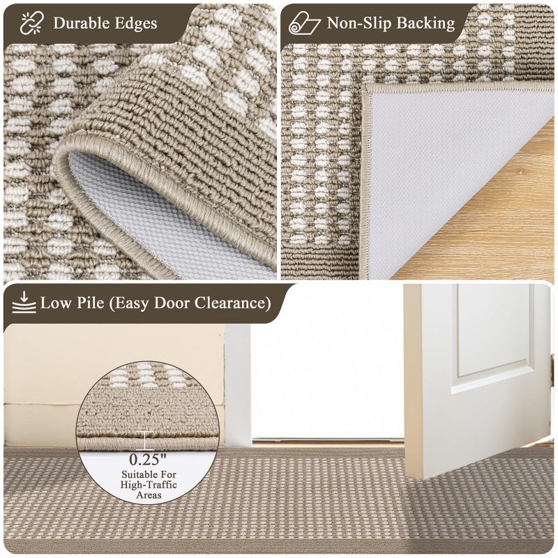 Ileading Hallway Runner Rug 2'x10' Heavy-Duty Durable Entryway Floor Mat with Non Slip Rubber Backing for Busy Traffic Extended Indoor Doormat Machine Washable Beige Kitchen Throw Rug for Corridor - Image 3