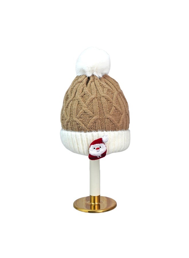 LITTLE SURPRISE BOX Brown Santa Christmas Themed Woolen Winter Cap Beanie For Kids - Image 1