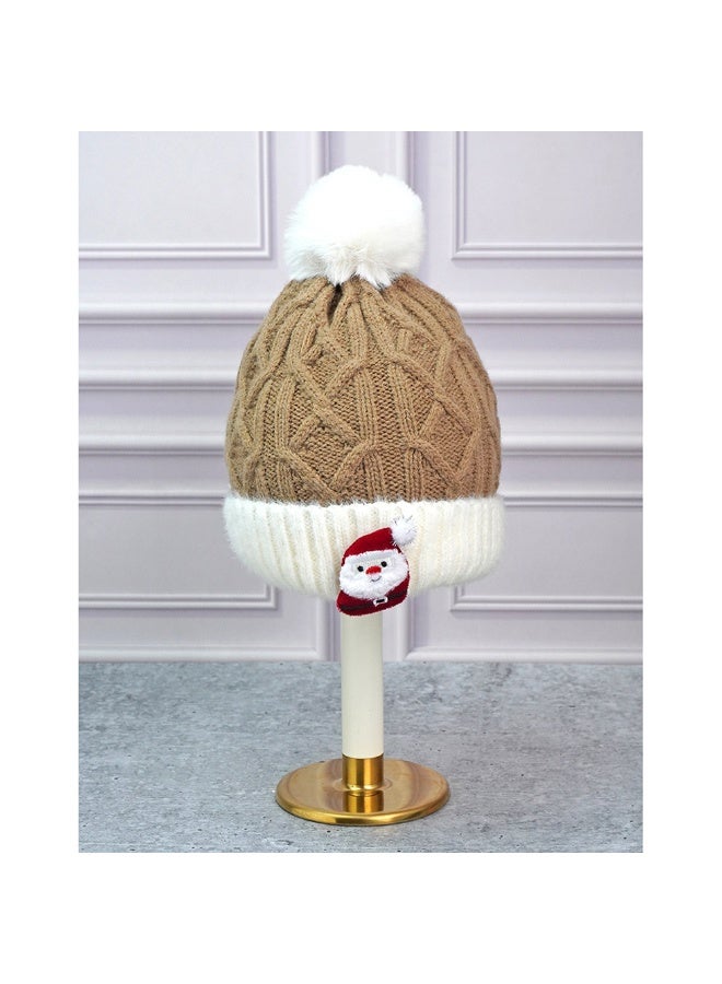 LITTLE SURPRISE BOX Brown Santa Christmas Themed Woolen Winter Cap Beanie For Kids - Image 3
