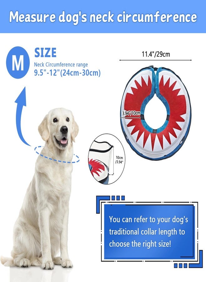 Lmlpt Inflatable Dog Cone Collar Soft Dog Cone Alternative After Surgery to Stop Licking for Large Medium Dogs Recovery Donut Cone Adjustable Neck Collar with Enhanced Anti-Licking Guard Shield,Shark Blue,M - Image 2