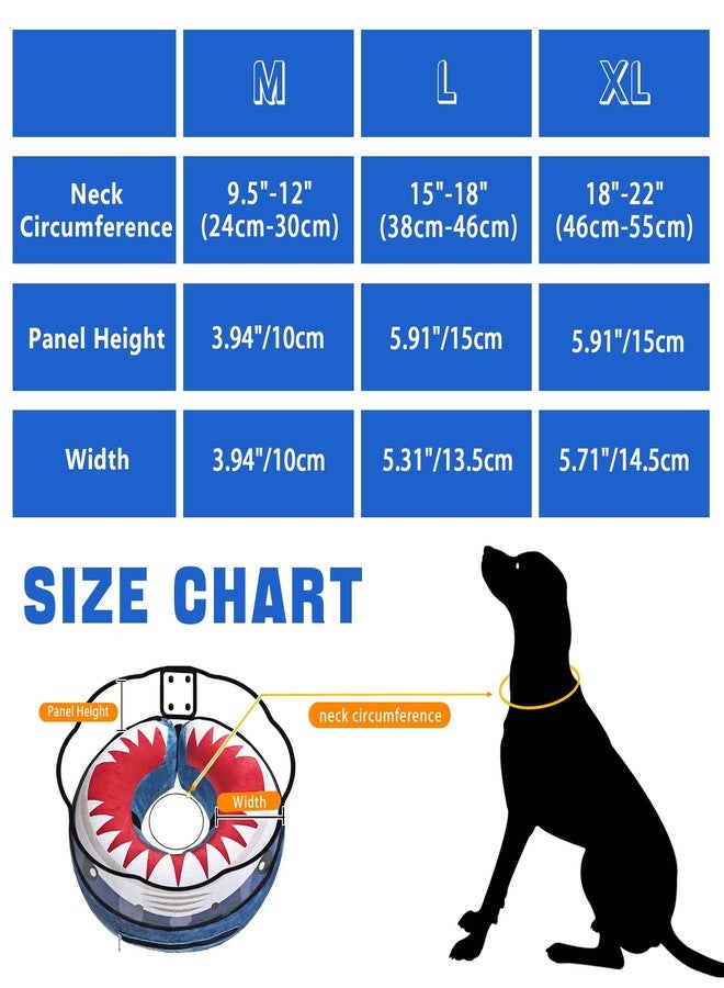 Lmlpt Inflatable Dog Cone Collar Soft Dog Cone Alternative After Surgery to Stop Licking for Large Medium Dogs Recovery Donut Cone Adjustable Neck Collar with Enhanced Anti-Licking Guard Shield,Shark Blue,M - Image 3