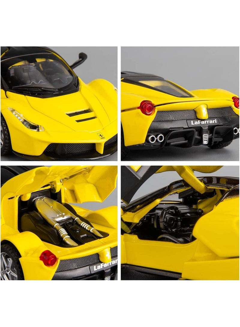 Dexo 1:32 Scale Diecast Model Car with Light & Sound – Pull Back Metal Toy Car with Openable Doors, Realistic Race Car for Kids & Collectors (Yellow) - Image 4
