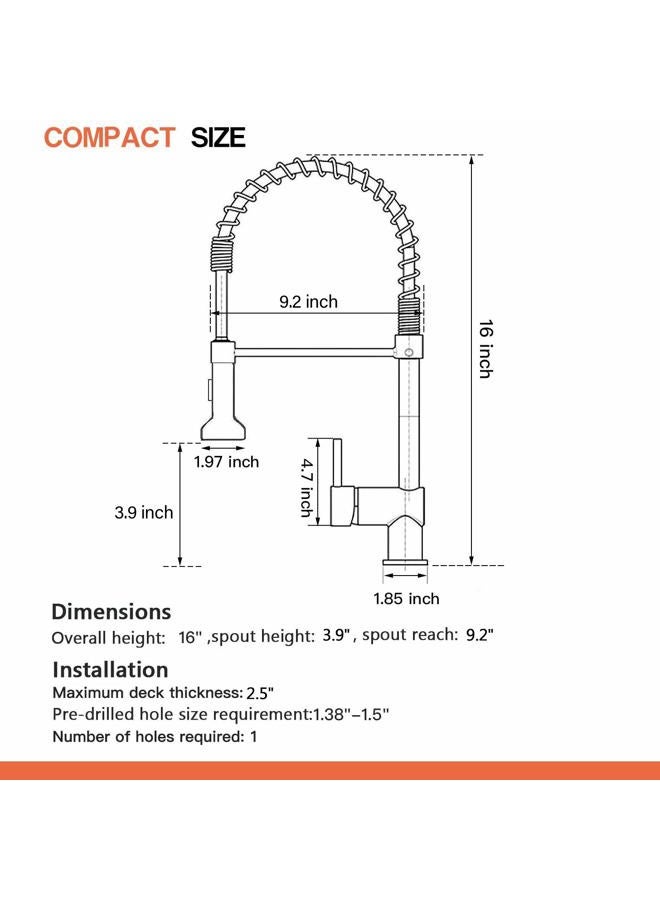 OWOFAN Spring Kitchen Sink Faucet Commercial Single Handle Single Lever Kitchen Faucet with Pull Down Sprayer, Polished Chrome Kitchen Faucets - Image 5