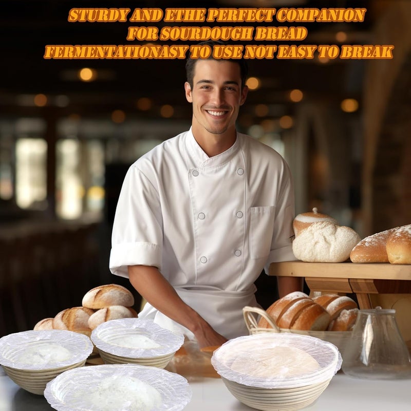 PalkSky Palksky 200PCS Bowl Covers for Bread Proofing Bread Cover for Rising Elastic Plastic Bread Bowl Cover for Bakery Home Baking Sourdough Bowl Basket Cover for Banneton Bread  - Image 2