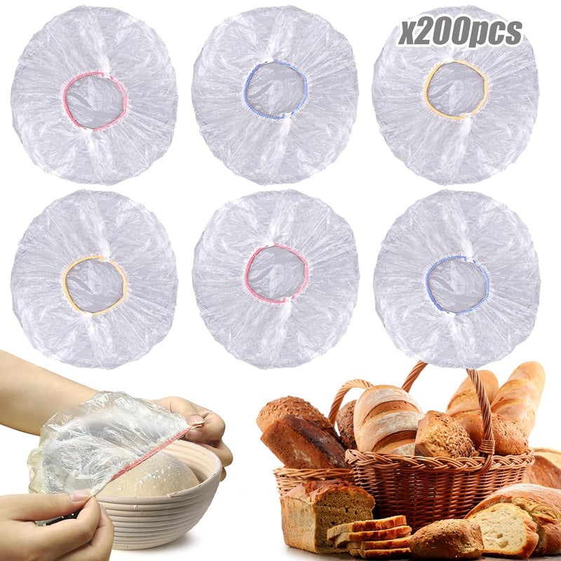 PalkSky Palksky 200PCS Bowl Covers for Bread Proofing Bread Cover for Rising Elastic Plastic Bread Bowl Cover for Bakery Home Baking Sourdough Bowl Basket Cover for Banneton Bread  - Image 1