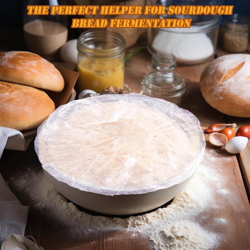 PalkSky Palksky 200PCS Bowl Covers for Bread Proofing Bread Cover for Rising Elastic Plastic Bread Bowl Cover for Bakery Home Baking Sourdough Bowl Basket Cover for Banneton Bread  - Image 4