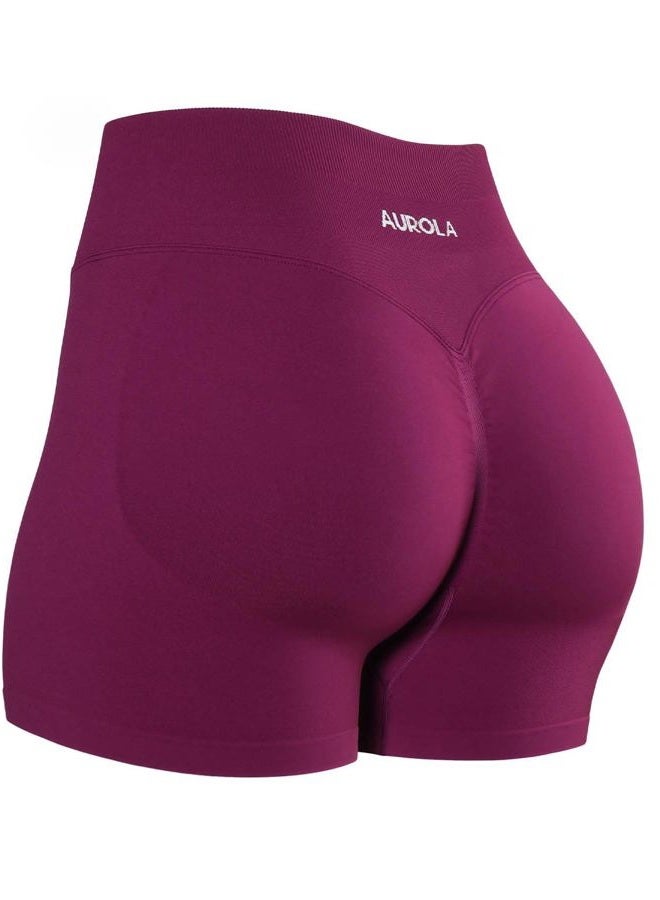 AUROLA Influence Workout Shorts for Women,2.5 3.5 4.5 5.5 6.5 No Roll Up Squat Proof Scrunch Seamless Compression Gym Short, Magenta, XL - Image 1