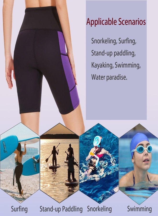 Lemorecn Wetsuit Pants Shorts Women 2mm Purple(1025purple-2XL) - Image 5
