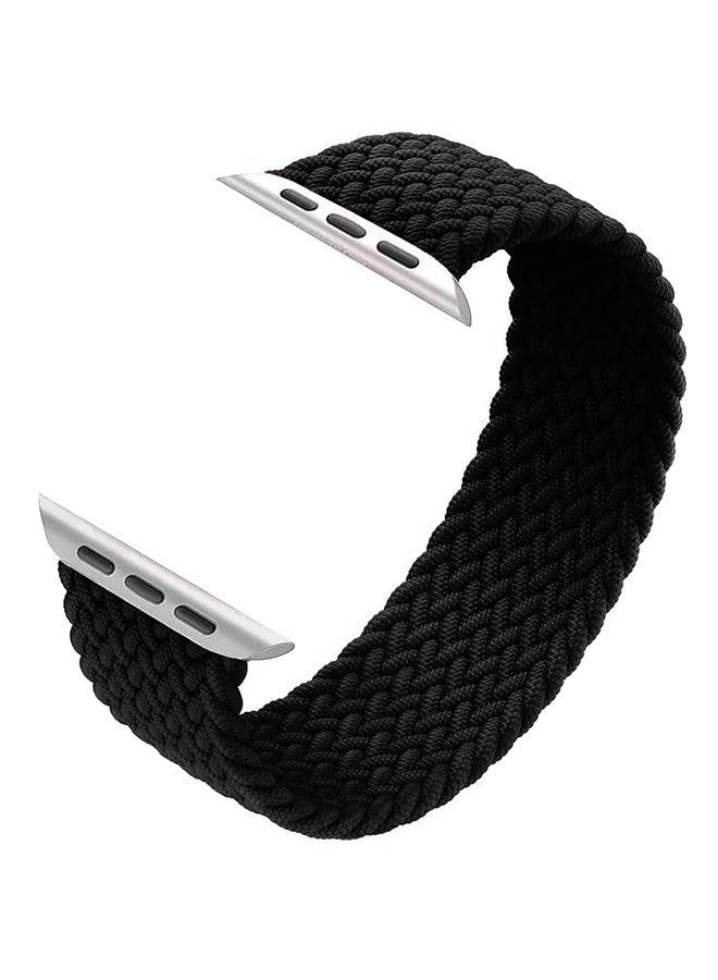 Solo Nylon Band 44mm Size 135-140mm with Metal Lugs Compatible with Apple Watch 44mm 45mm 49mm Series 1-9 SE Ultra 1 Ultra 2 - Black - Image 1