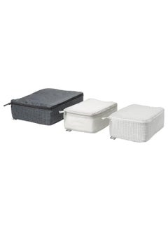 Graidient span Graidient span ikeaa RENSARE Clothes bag set of 3 check patterngrey black  - Image 1