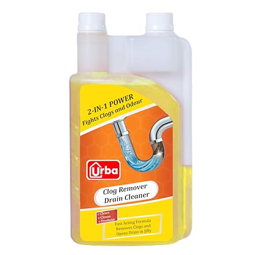 URBA Drain Cleaner & Clog Block Remover 500 ml, Cleaner for Shower or Sink Drains, Unclogs and Removes Hair, Soap Scum, Blockages, for regular use in drains, grease-traps, gullies & pipework - Image 1