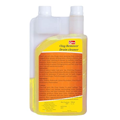 URBA Drain Cleaner & Clog Block Remover 500 ml, Cleaner for Shower or Sink Drains, Unclogs and Removes Hair, Soap Scum, Blockages, for regular use in drains, grease-traps, gullies & pipework - Image 2
