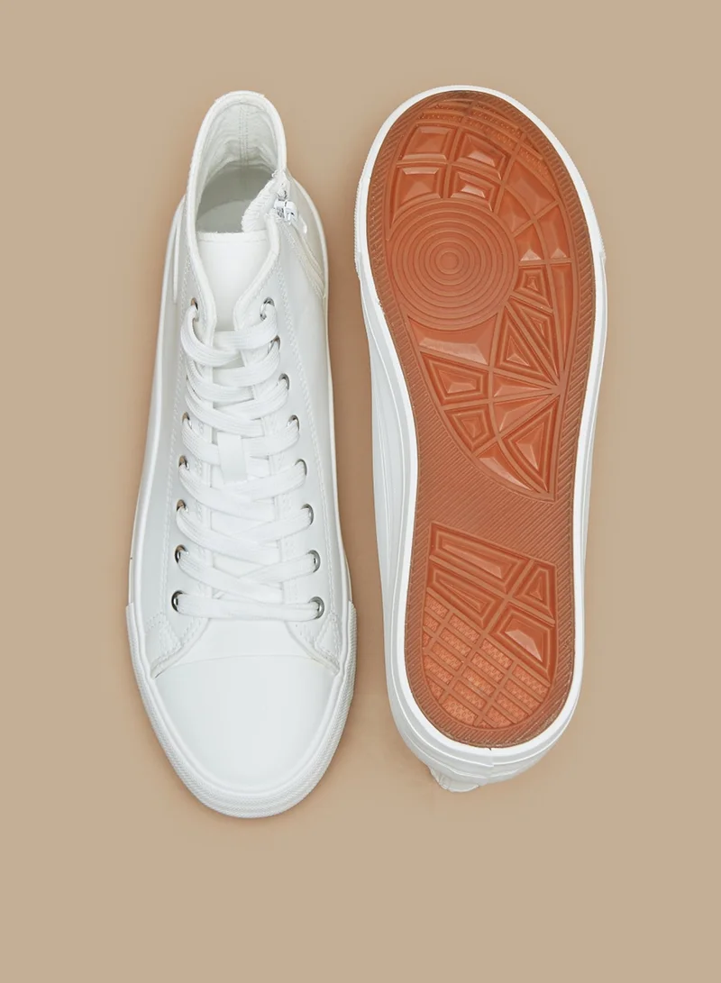 ال بي ال من شو اكسبرس Mens Solid High Top Casual Sneakers With Zip Closure By Shoexpress