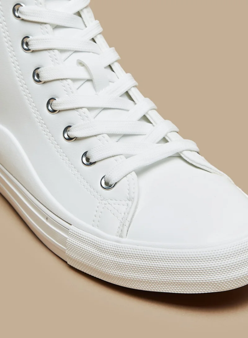 ال بي ال من شو اكسبرس Mens Solid High Top Casual Sneakers With Zip Closure By Shoexpress