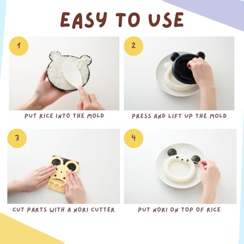 Arnest Animal Rice Mold Set – Cute animals Shapes, DIY Bento Lunch Decoration Tool, Easy Rice Shaper, Japanese Kitchen Accessory, Fun Food Cutter Included, imported from Japan - Image 4