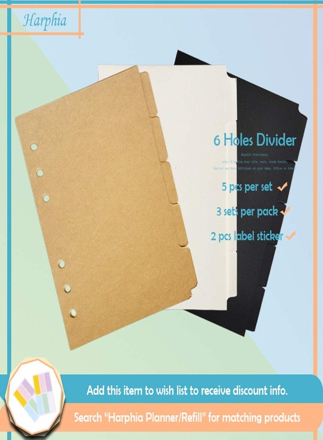 Harphia A5 Index Paper for Budget Binder, 8.19x5.9, 5 Sheets per Set, Total 3 Sets in 3 Colors per Pack for 6 Holes Filofax 6 Ring Binder(Harphia, DIYD-013-A5-Mix) - Image 2