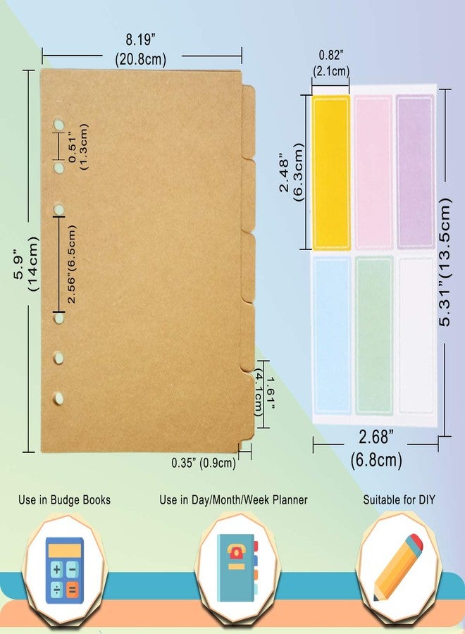 Harphia A5 Index Paper for Budget Binder, 8.19x5.9, 5 Sheets per Set, Total 3 Sets in 3 Colors per Pack for 6 Holes Filofax 6 Ring Binder(Harphia, DIYD-013-A5-Mix) - Image 3