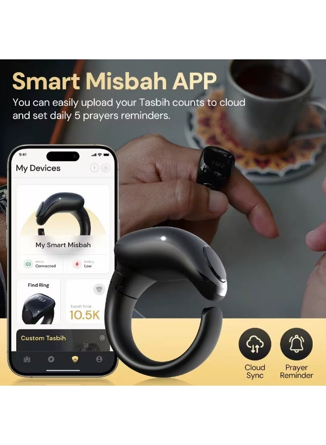 WESLAMIC Premium iTasbih (Faith) Smart Ring – OLED Zikr Counter, Prayer Alerts & 5 Adjustable Sizes