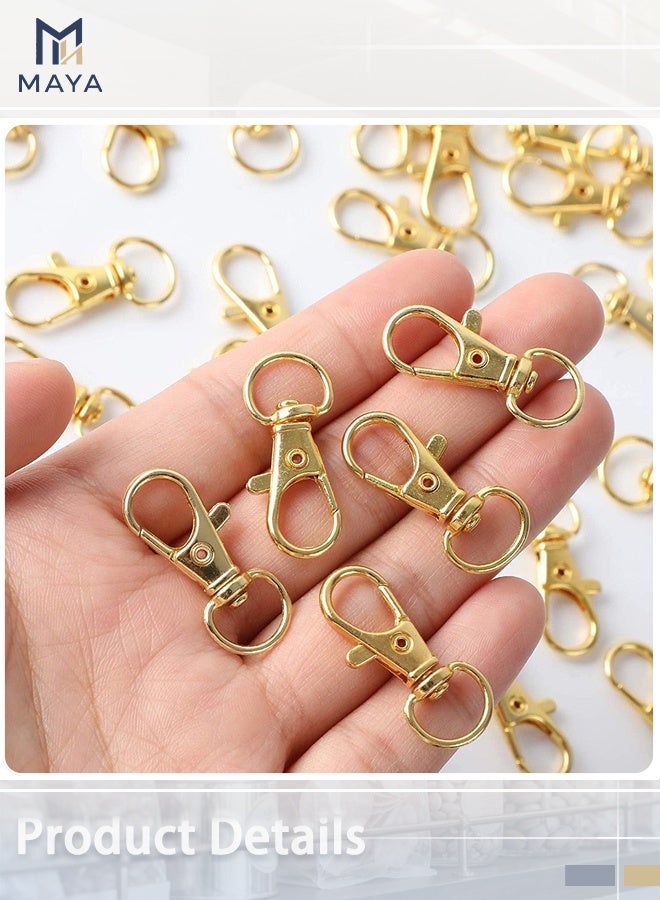 Maya 100PCS Gold Swivel Clasps Lanyard Snap Hooks with Key Rings, Key Chain Clip Hooks Lobster Claw Clasps for Keychains Jewelry DIY Crafts (Swivel Clasps+Key Rings) - Image 4