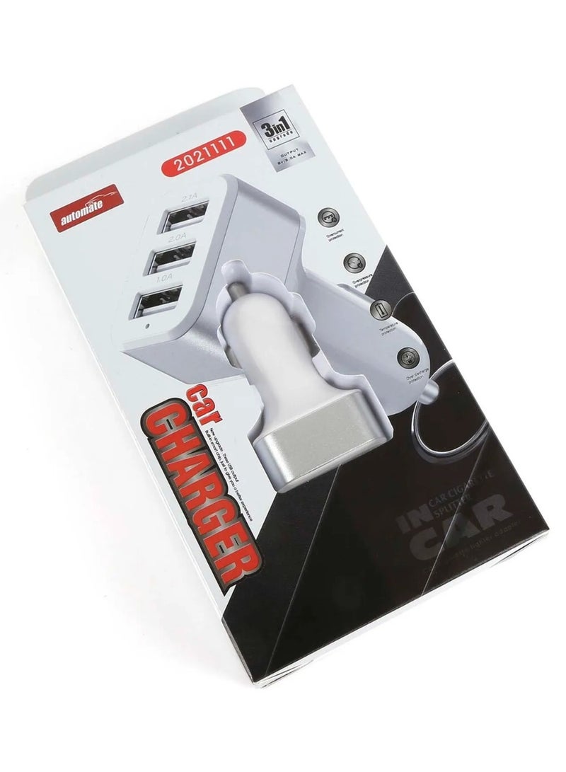 AUTO MATE 3 Ports Usb Car Charger White 61.2 W - Image 3