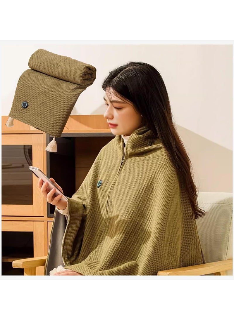 General Heated Blanket Washable Portable USB Heated Blanket Shawl Wearable Cordless for Outdoors USB Operated Camping Heated Blanket Softness Heated Poncho Blanket for Women  - Image 4