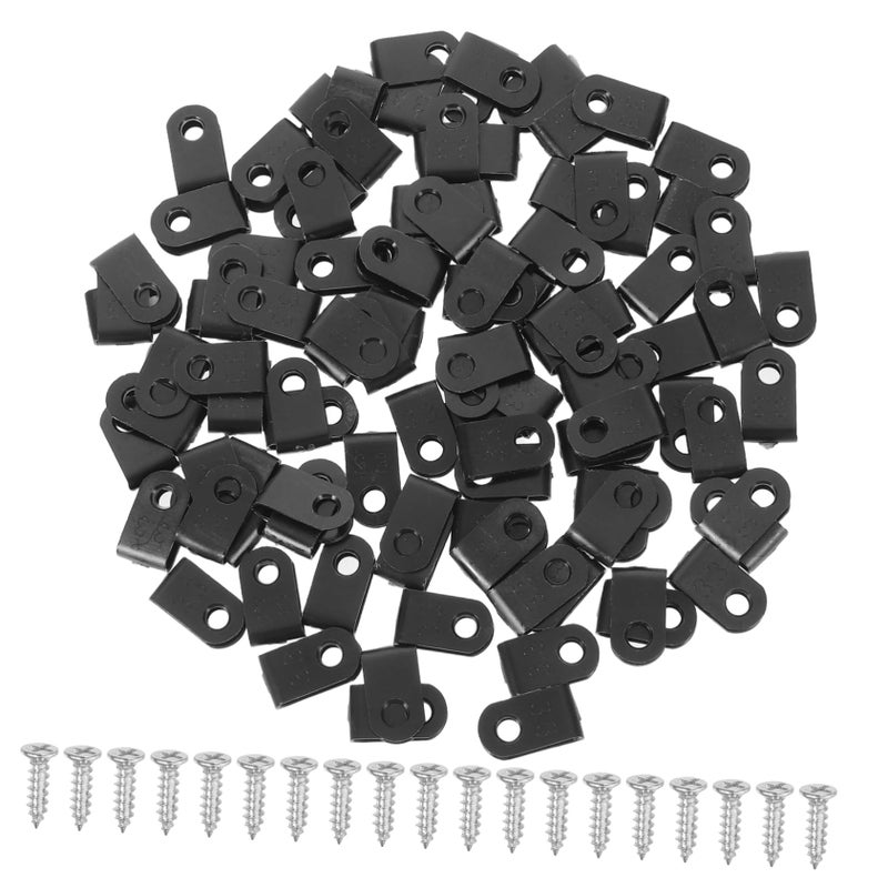 Black 100 Pcs Electrical Wire Clips Cable Cord Holders Wall Mountable For Management - Image 2