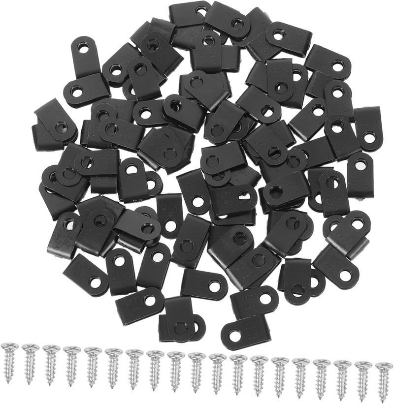 Black 100 Pcs Electrical Wire Clips Cable Cord Holders Wall Mountable For Management - Image 1