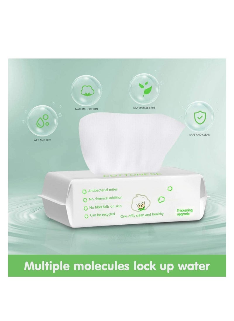 Excefore Disposable Face Towel 100 Counts Facial Cotton Tissue Pure Cotton Dry Wipes Soft Makeup Remover Towel for Sensitive Skin Portable Face Wipesbaby Wipesfacial Wipes Cleansing Wipesremovable  - Image 3