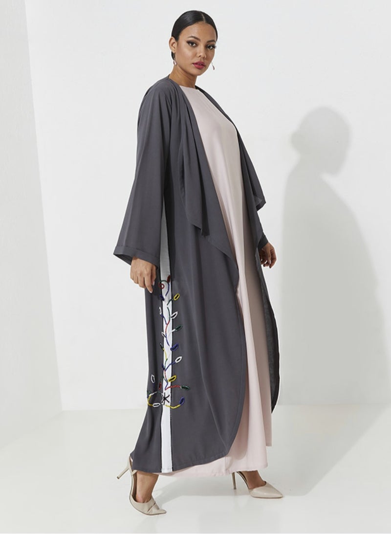 روزيت عباية عباية مطرزة بألوان متنوعة وأكمام واسعة - Image 1