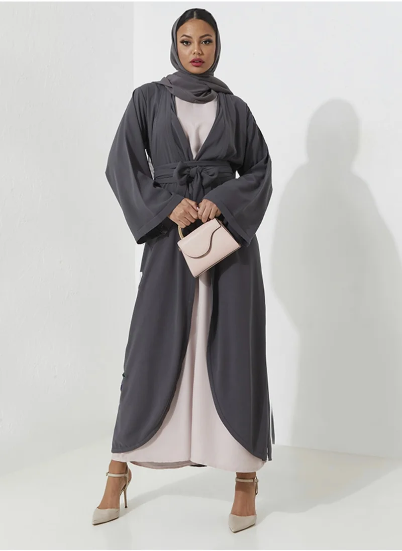 Rosette Abaya Abaya with mix Color embroidered Wide sleeves