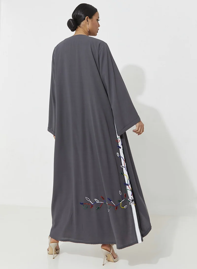 Rosette Abaya Abaya with mix Color embroidered Wide sleeves