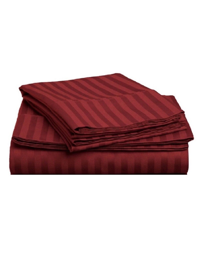 Blueberry King Size Stripe Bed Sheet Set 100% Cotton Premium Quality 200x200+20cm  - Image 1