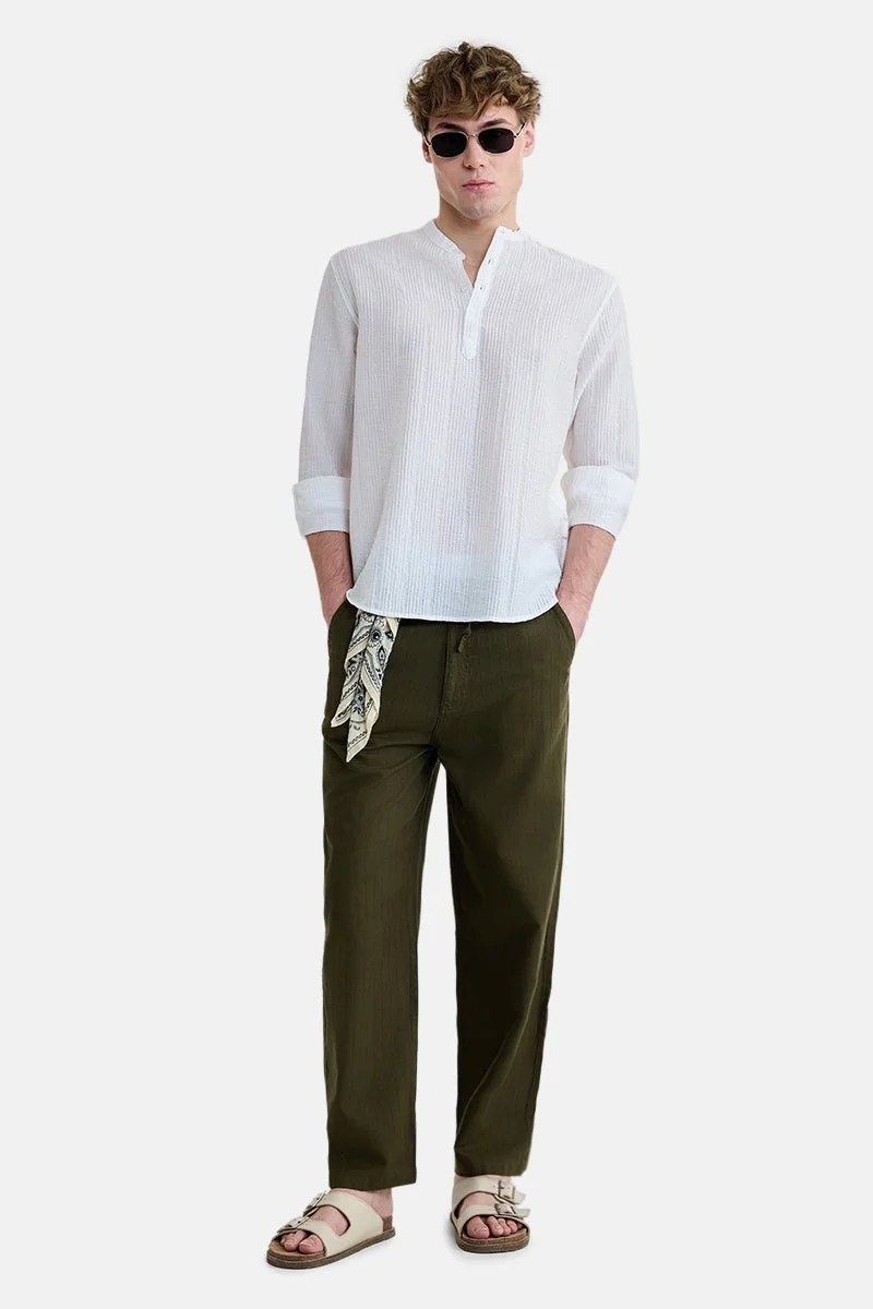 SNITCH White Textured Long Sleeve Regular Fit Shirt