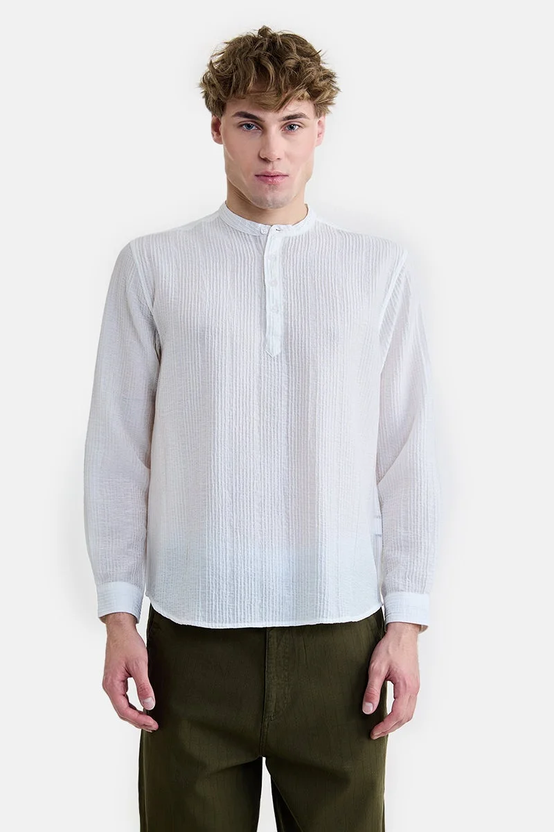 SNITCH White Textured Long Sleeve Regular Fit Shirt