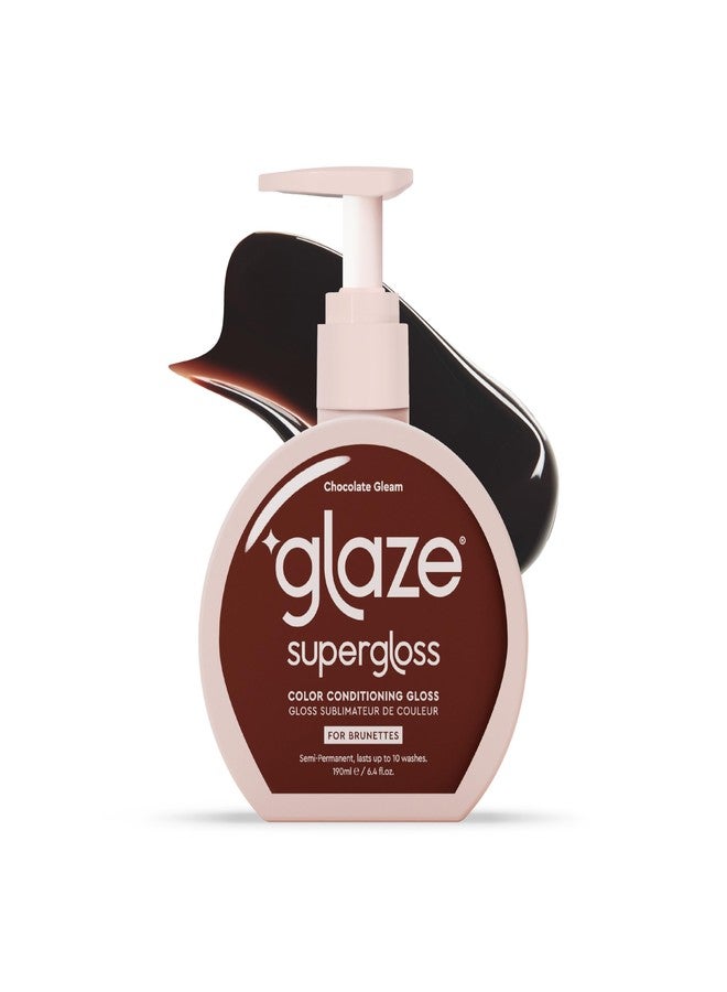 Glaze Supergloss Color Conditioning Gloss With Dispensing Pump - Hydrating Semi-Permanent Color Hair Gloss & Shine Boost - For Dark Brown Hair - 6.4 Fl Oz - Chocolate Gleam - Image 1