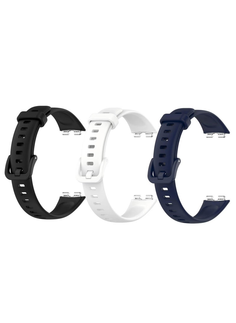 3PCS TUP Strap Suitable for Huawei Band 10/9/8 Sports Watchband Black White and Blue - Image 1
