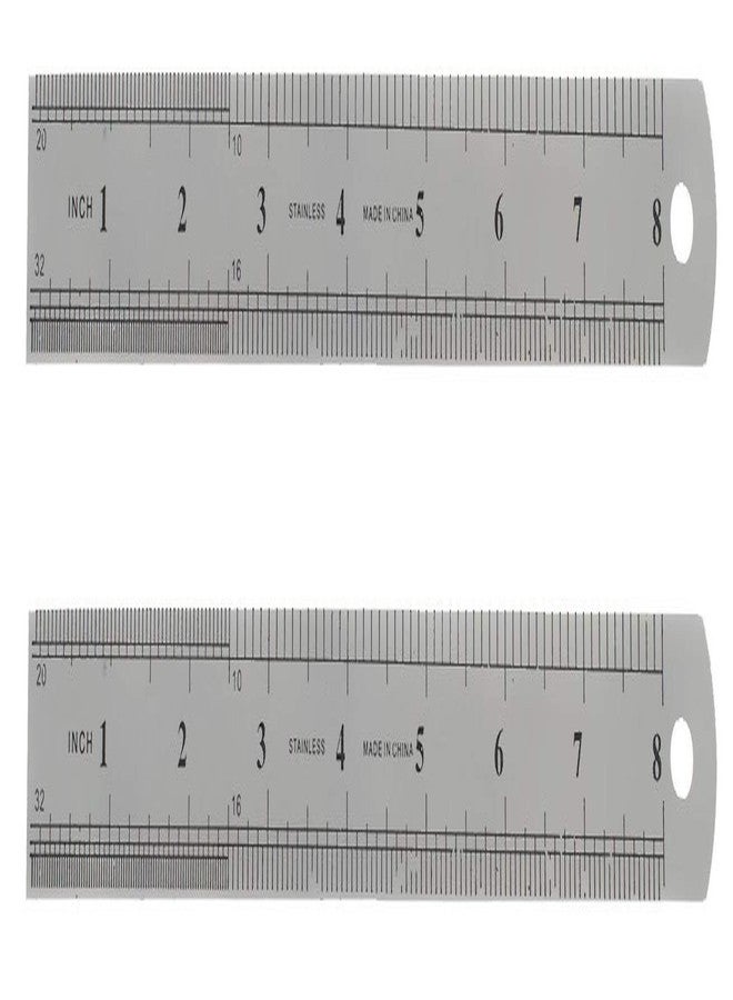 أوف إكس دي دي مسطرة مرنة من الفولاذ المقاوم للصدأ - 8 بوصات (20 سم) - عبوة من قطعتين - مسطرة مرنة من الفولاذ المقاوم للصدأ بالبوصات والسنتيمترات - مسطرة مرنة كلاسيكية مترية وقياسية - Image 1